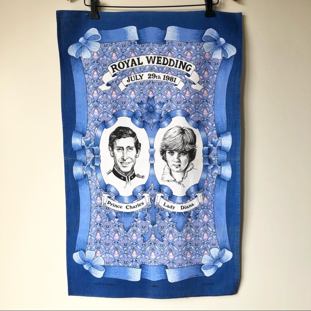 Vintage Royal Wedding Lady Diana Tea Towel Linen